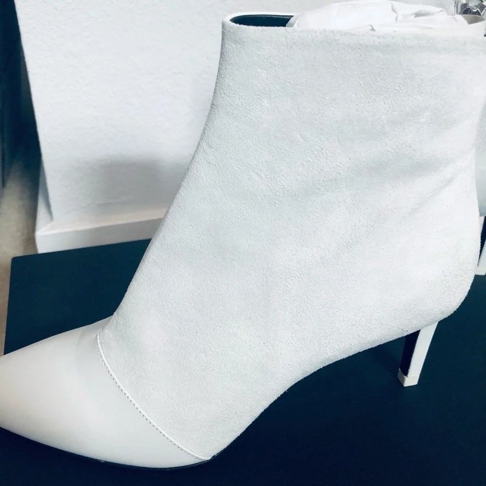 Rag & Bone Beha White Suede Leather Stiletto Ankle Boot. NIB. Sz 37.5 (7.5) - Picture 12 of 15